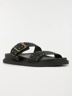 Mules studs dorés femme noir (36-41)