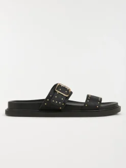 Mules studs dorés femme noir (36-41)