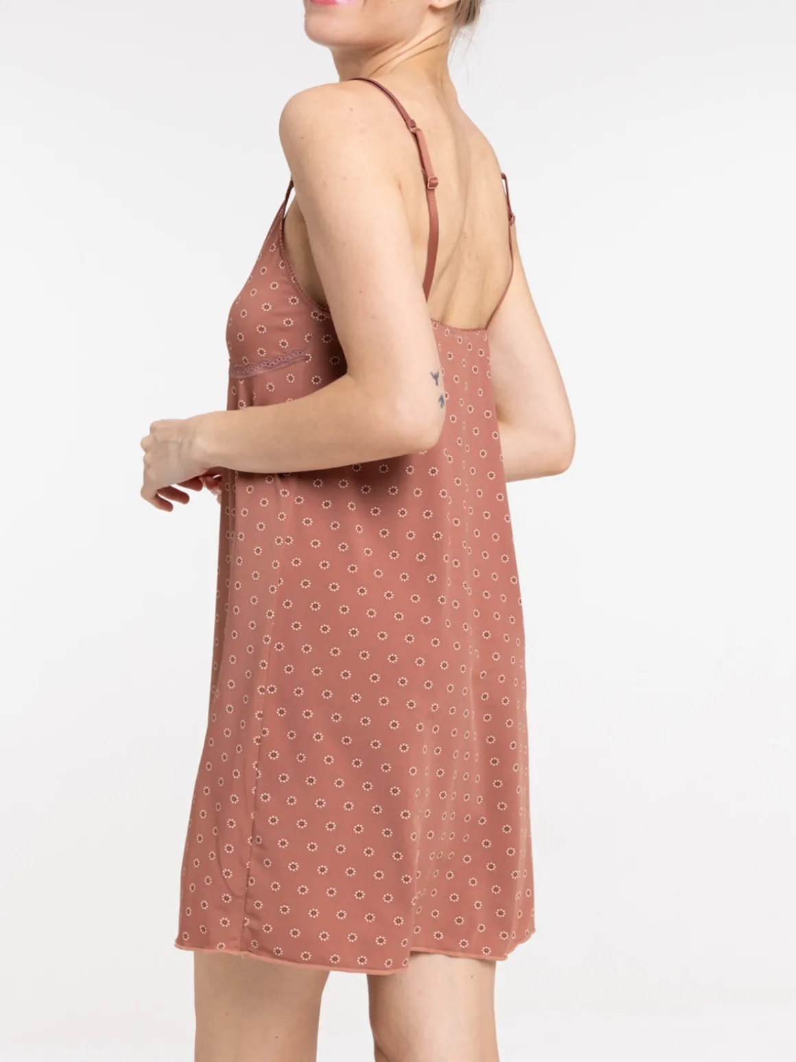 Nuisette imprimée marron glacé femme