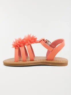 Nu-pieds fleurs corail fille (24-30)