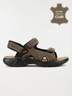 Nu-pieds triple scratchs marron (40-46)
