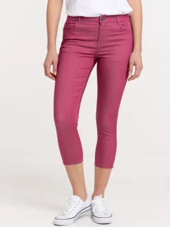Pantacourt coloris aubergine femme