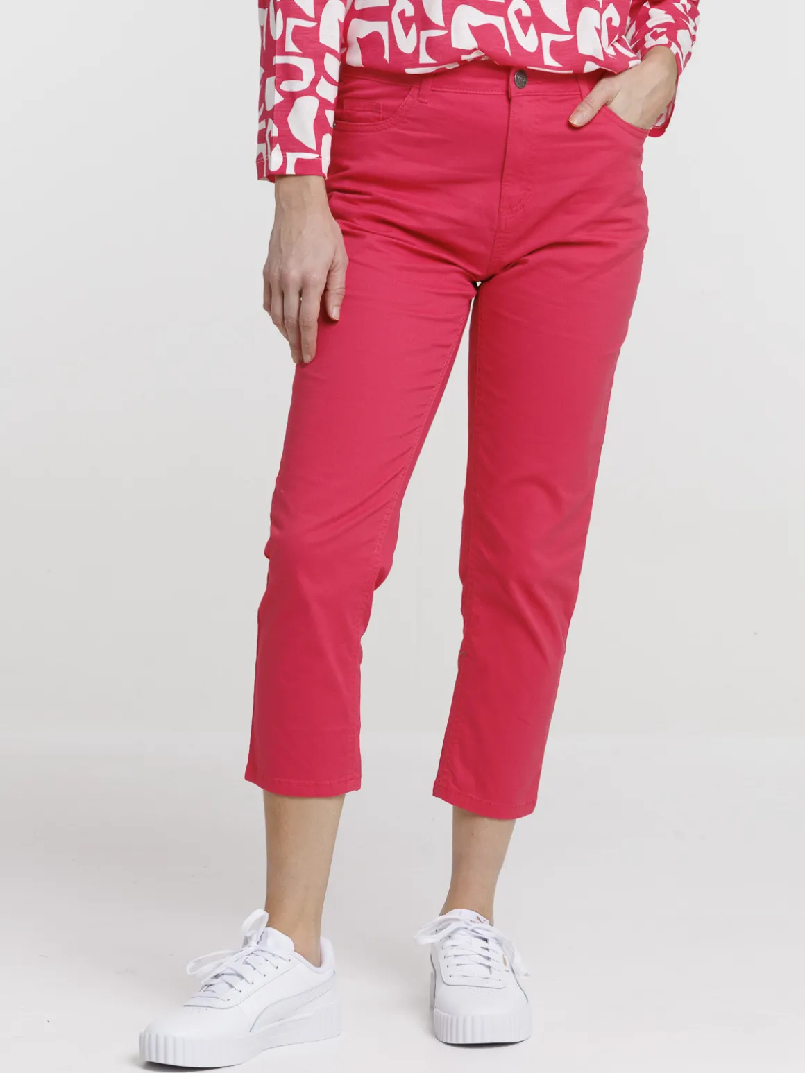 Pantacourt skinny rose fiesta femme