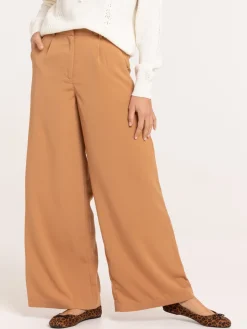 Pantalon camel large femme