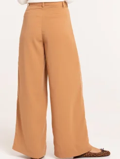 Pantalon camel large femme