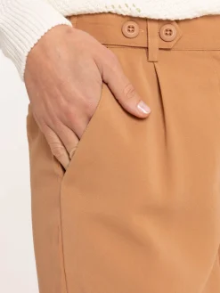 Pantalon camel large femme