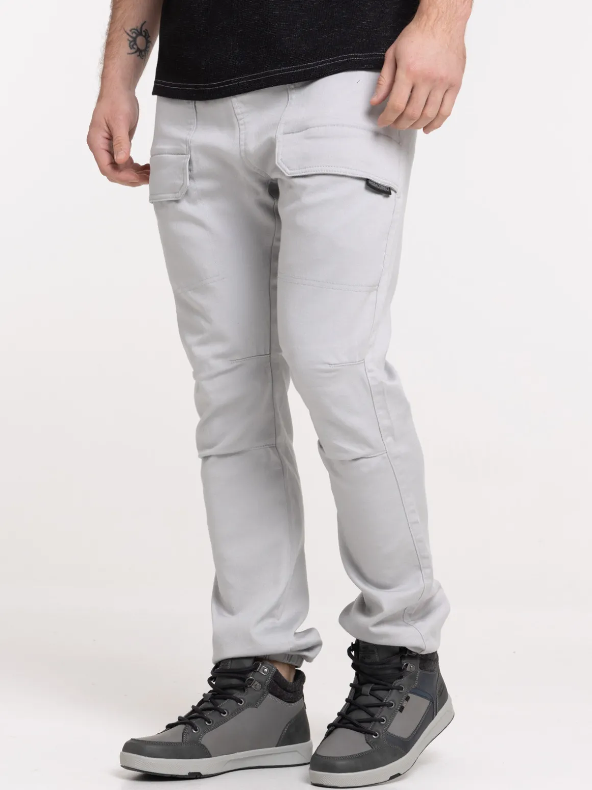 Pantalon cargo gris perle homme