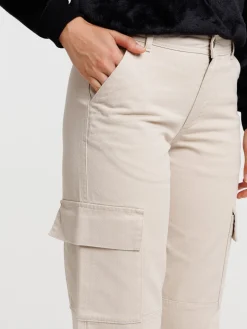 Pantalon cargo wide coloris lin femme