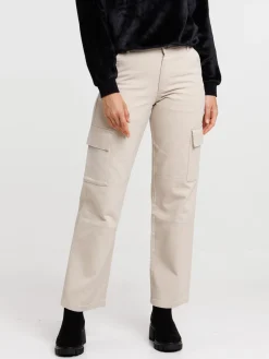 Pantalon cargo wide coloris lin femme