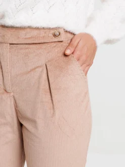Pantalon carotte velours sarrasin femme