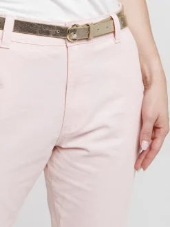 Pantalon chino femme ceinture dorée