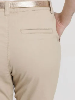 Pantalon chino slim ceinturé femme