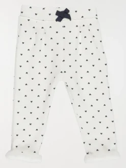 Pantalon écru motif coeur fille (3-36M)