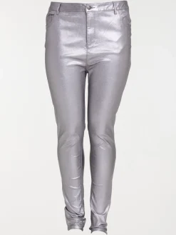 Pantalon enduit grande taille femme