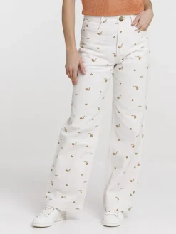 Pantalon imprimé fleuri large femme