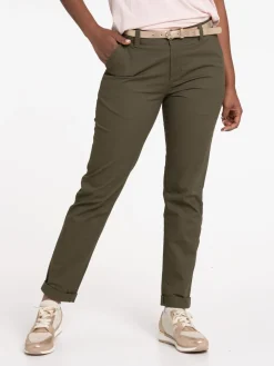 Pantalon kaki quite avec ceinture femme