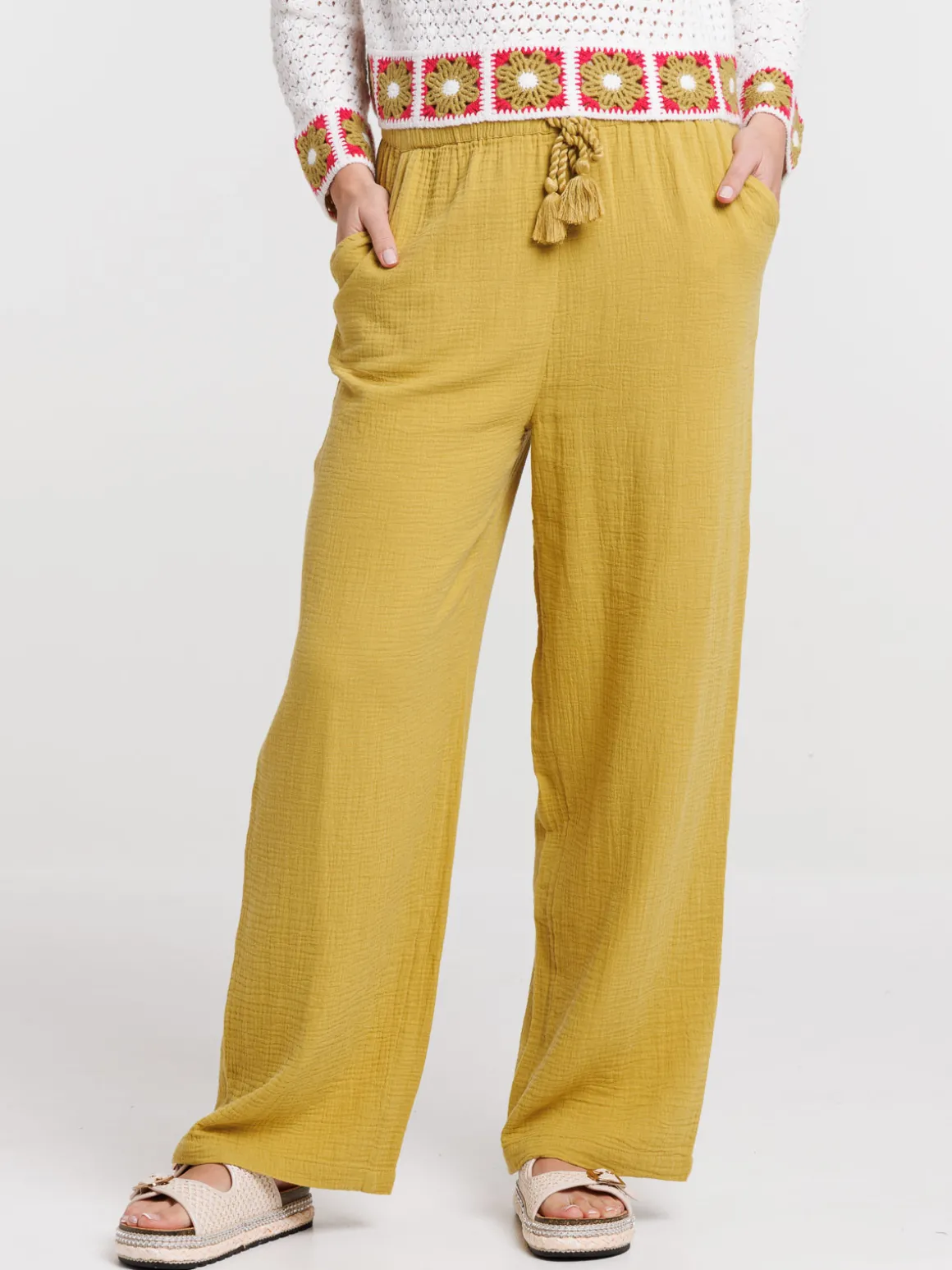 Pantalon large gaze coton femme