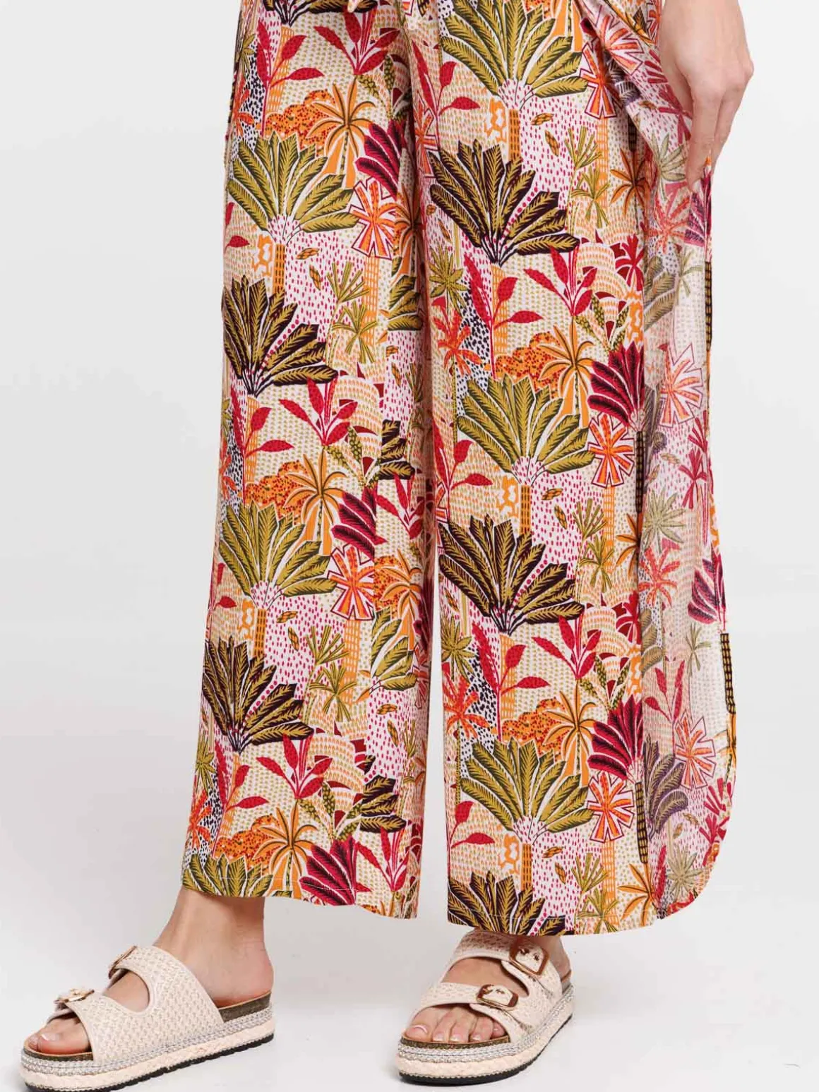 Pantalon large motif pans à nouer femme