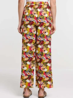 Pantalon large motif tropical femme