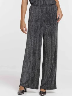 Pantalon noir large pailletté femme