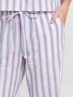 Pantalon rayé en coton femme