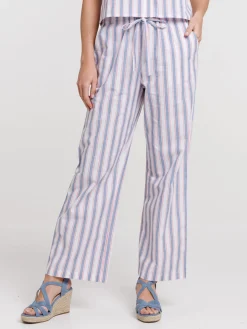 Pantalon rayé en coton femme