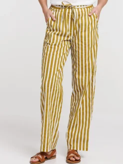 Pantalon rayé en coton femme