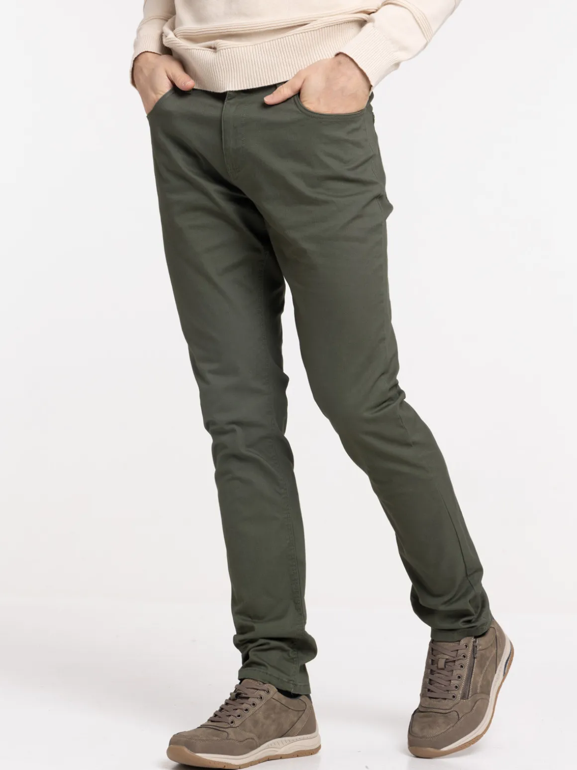 Pantalon slim olive homme