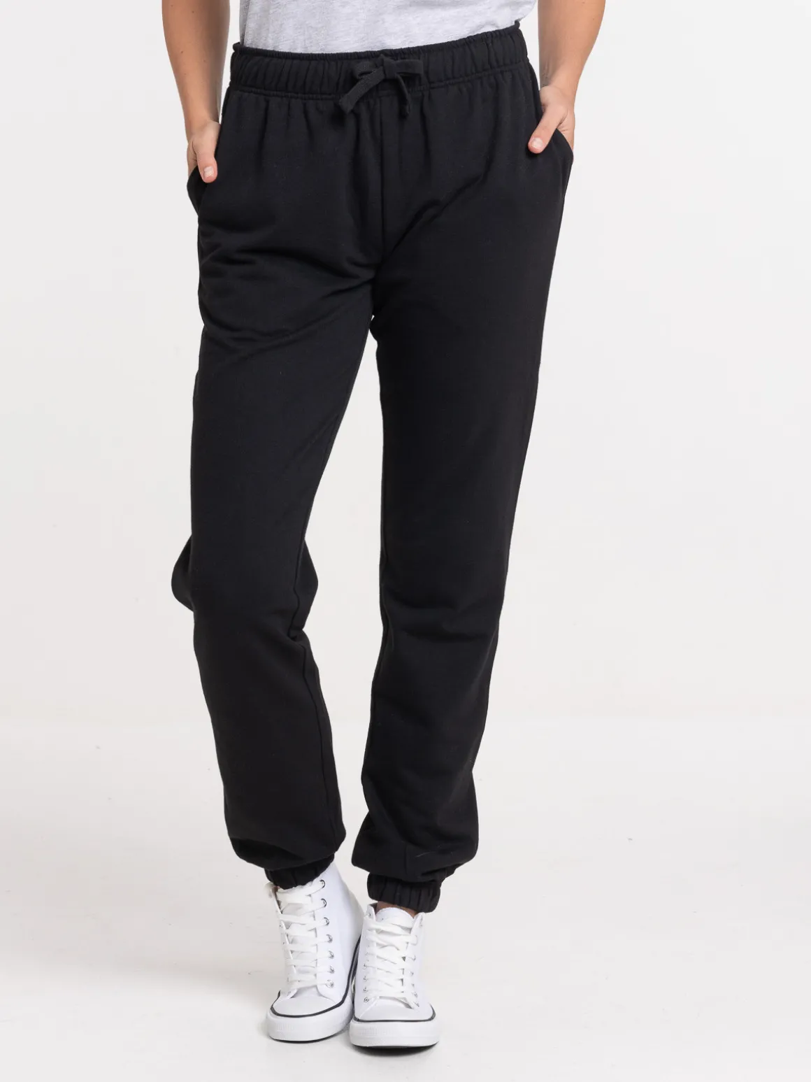 Pantalon sport uni noir femme