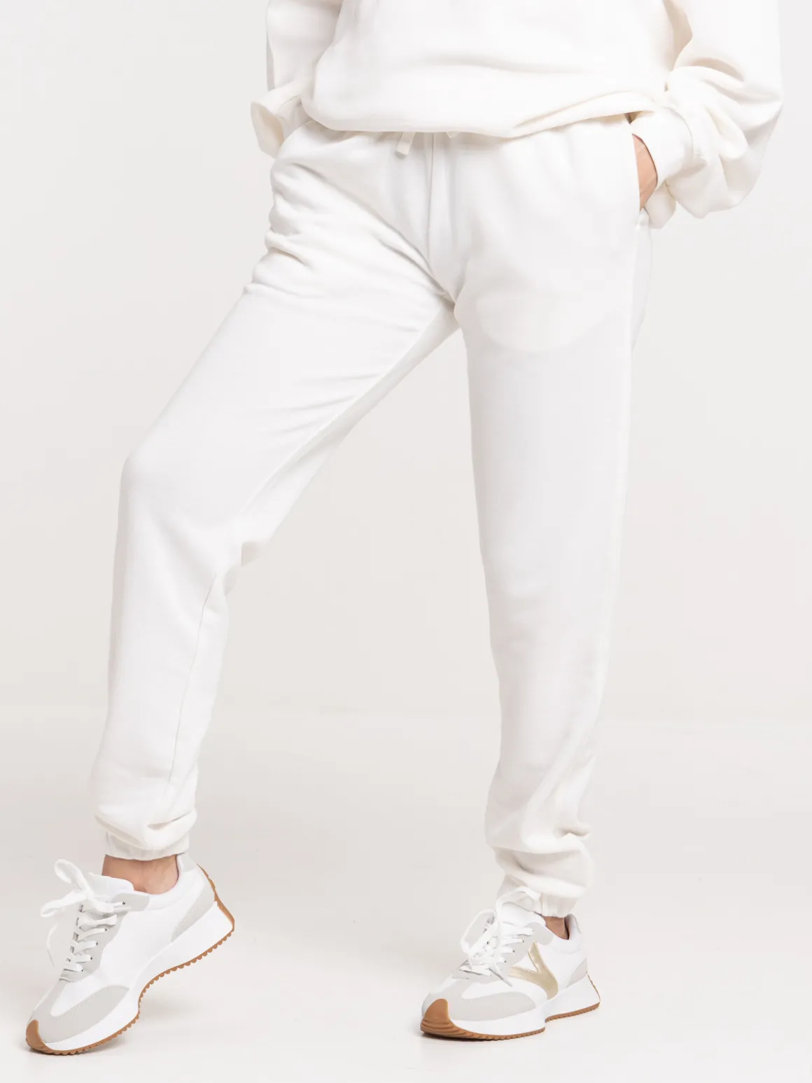 Pantalon uni écru femme