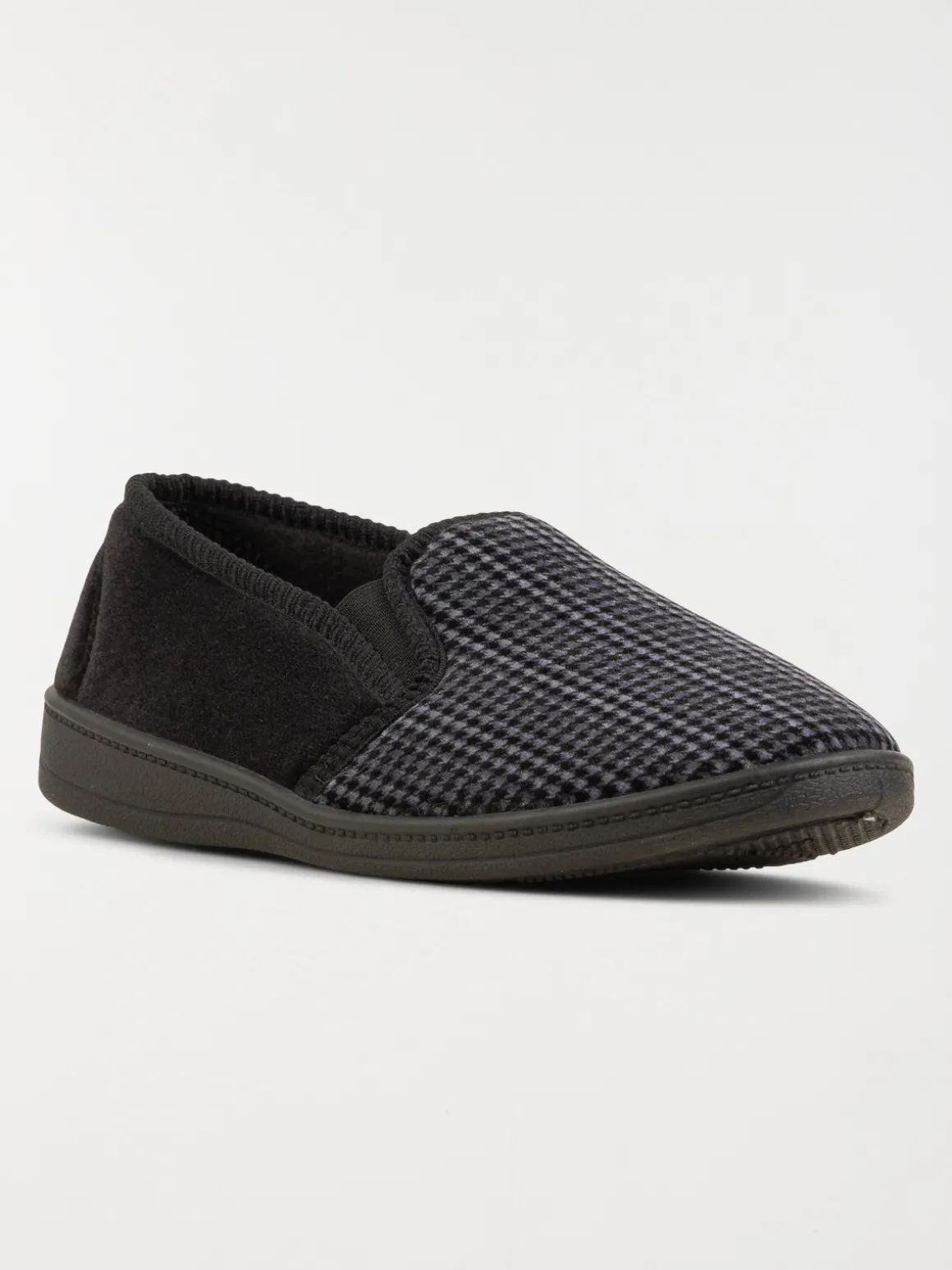 Pantoufle fermée carreaux noir (40-46)