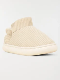 Pantoufles côtelés beiges femme (36-41)