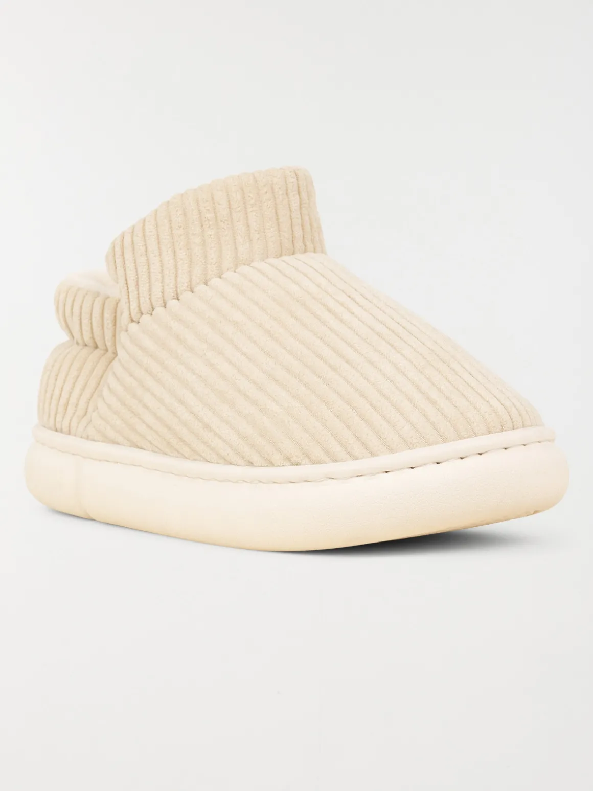 Pantoufles côtelés beiges femme (36-41)