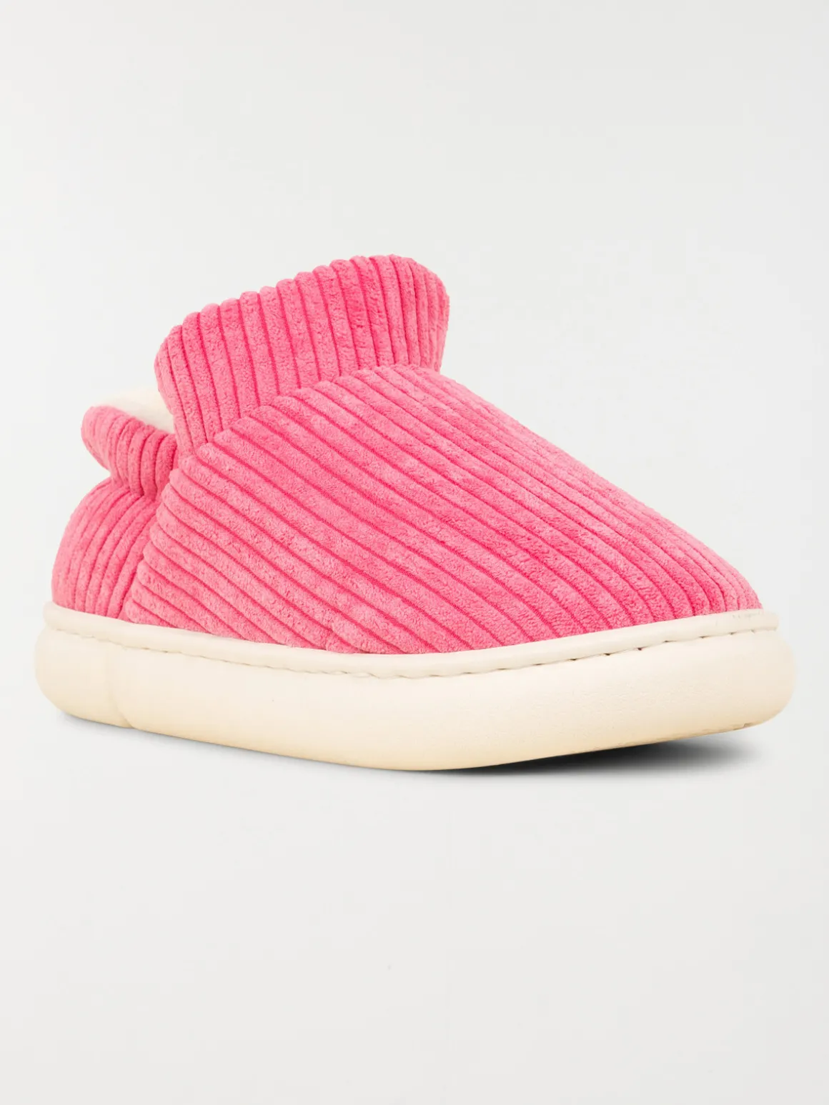 Pantoufles côtelés roses femme (36-41)