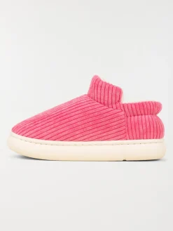 Pantoufles côtelés roses femme (36-41)