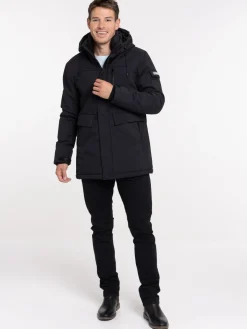 Parka à capuche multipoche noir homme