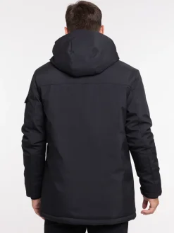 Parka à capuche multipoche noir homme