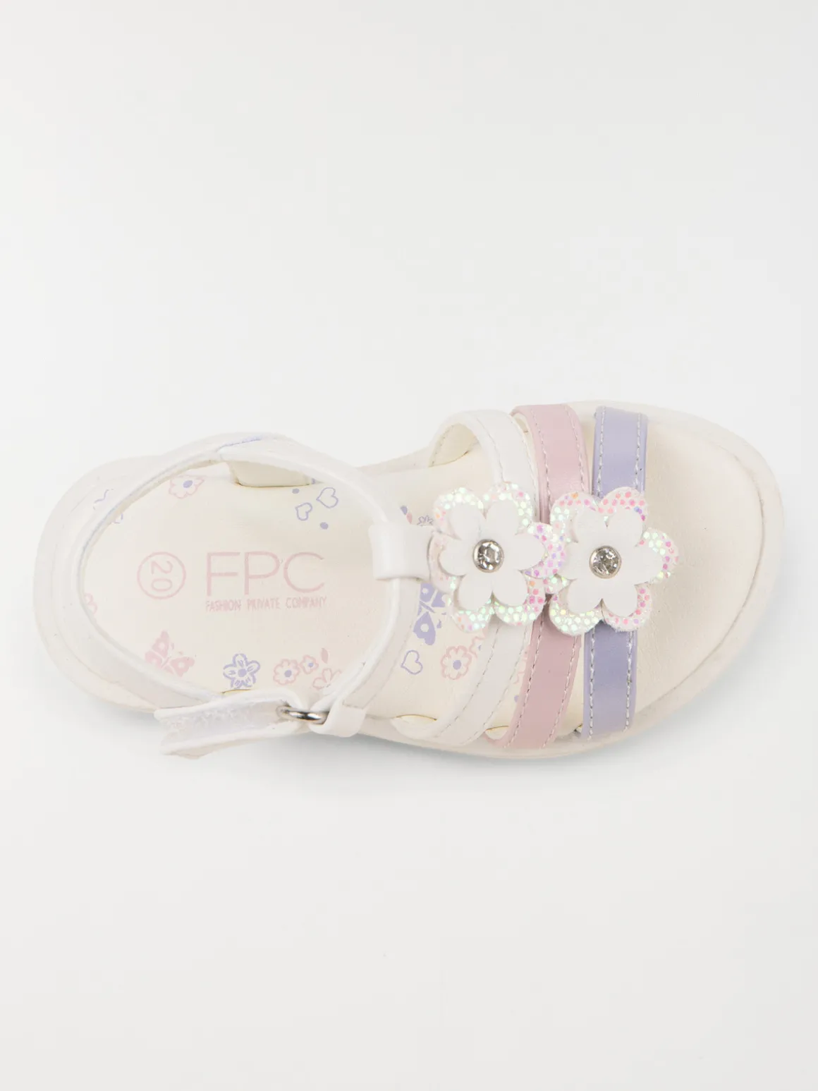 Pied-nu blanc fleurs fille (19-23)