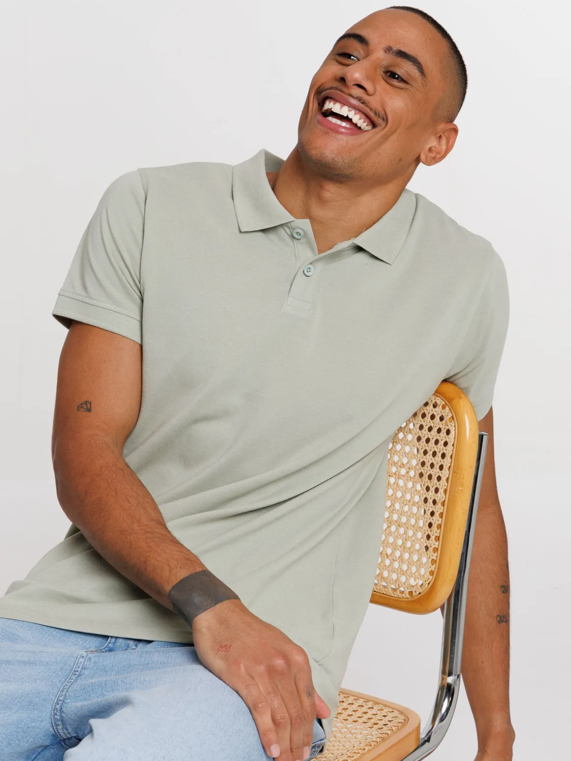 Polo basique coloris sauge homme
