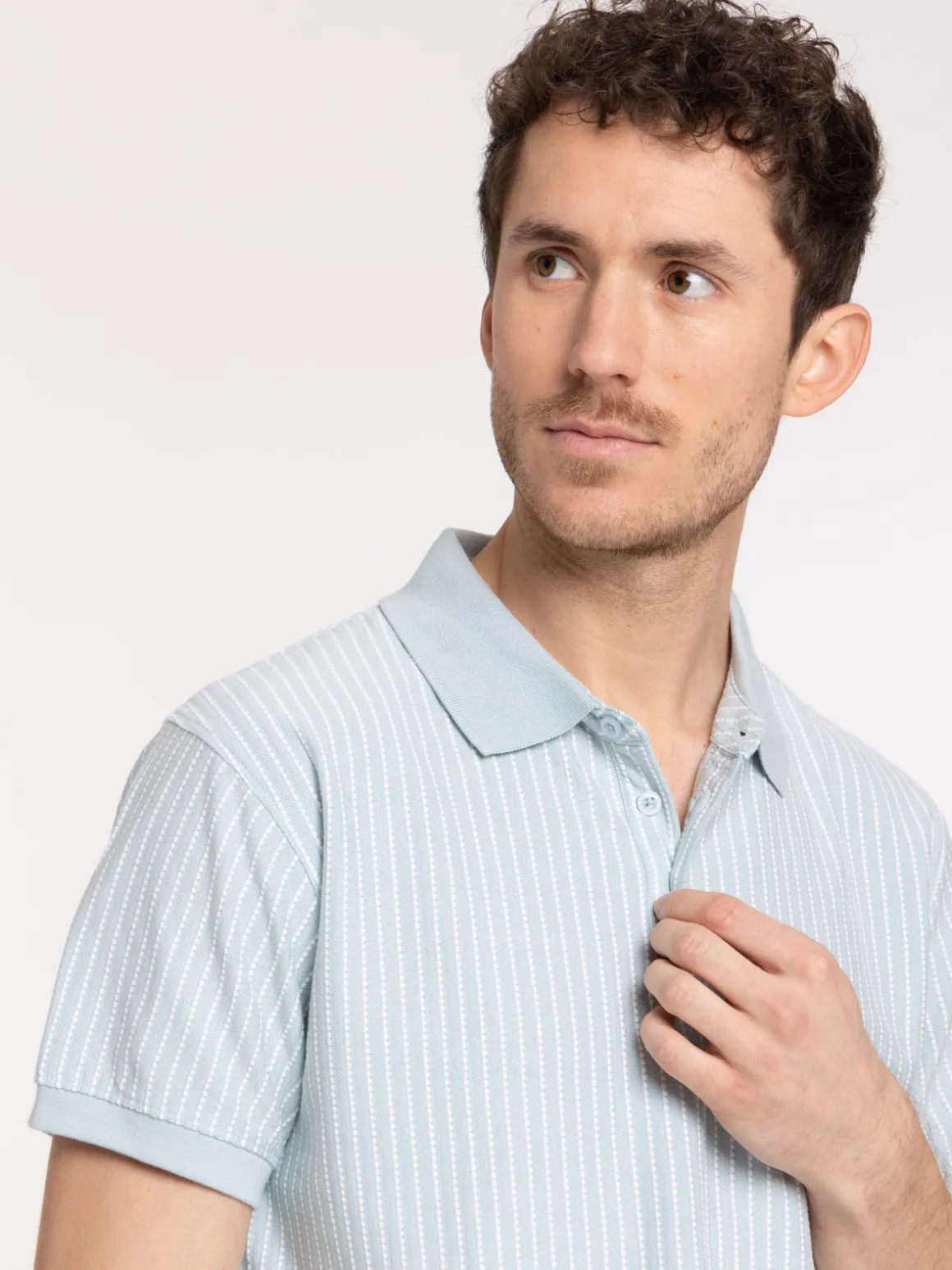 Polo coloris givré à rayures homme