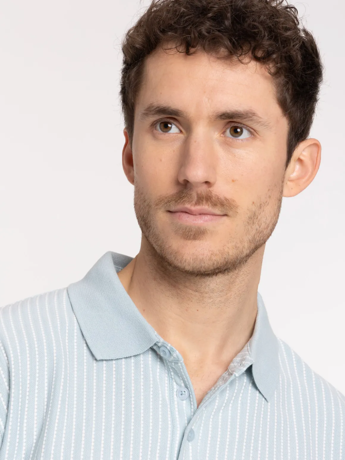 Polo coloris givré à rayures homme