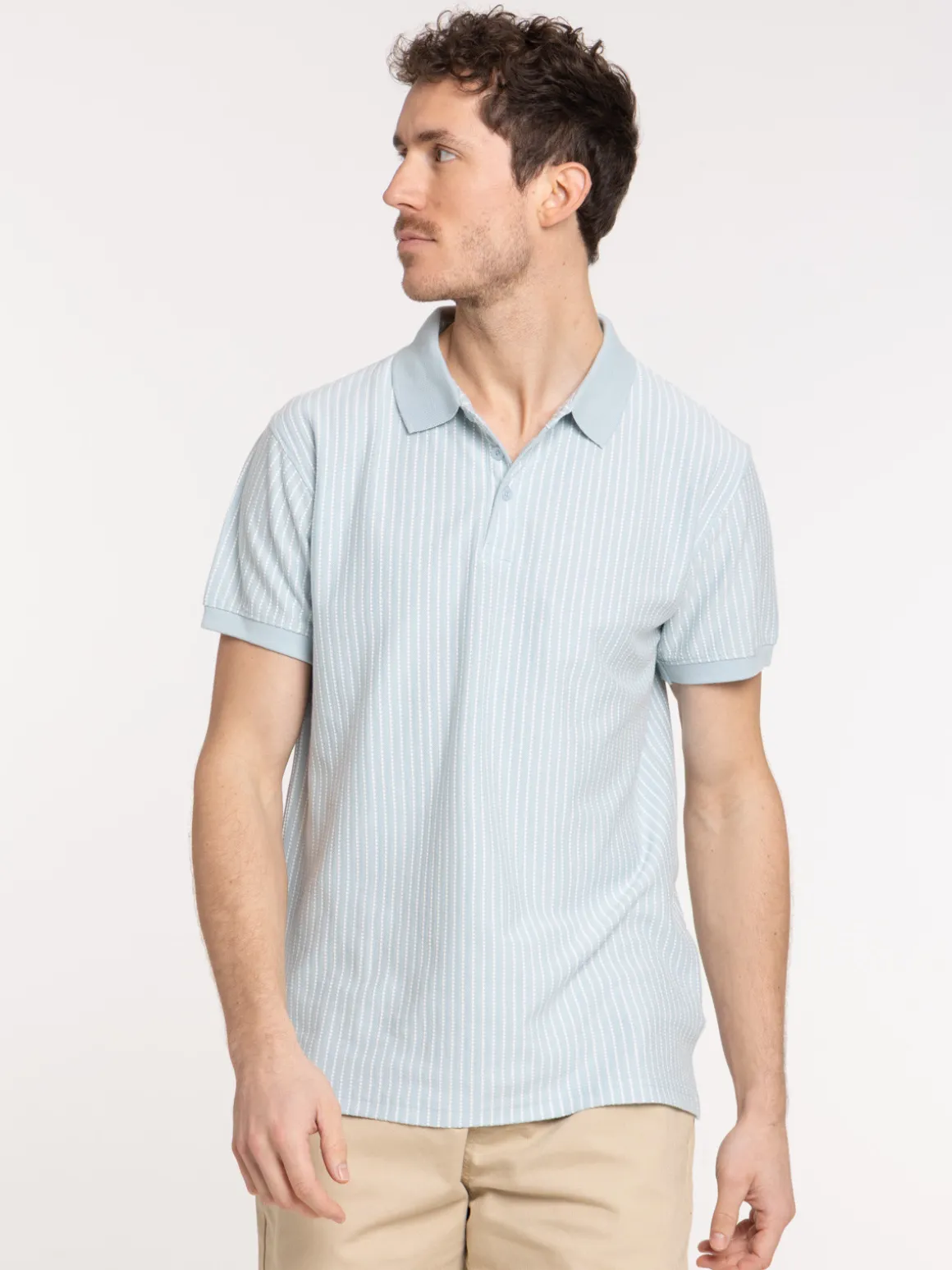 Polo coloris givré à rayures homme