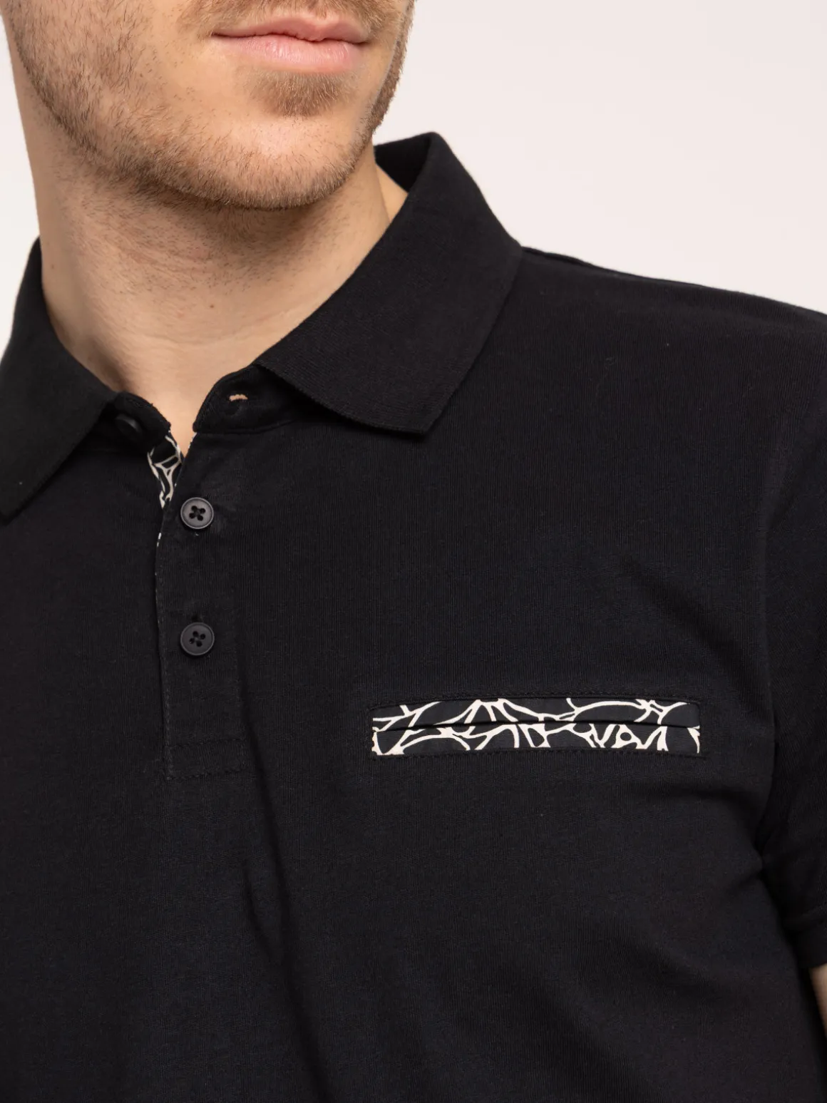 Polo coloris noir coton homme
