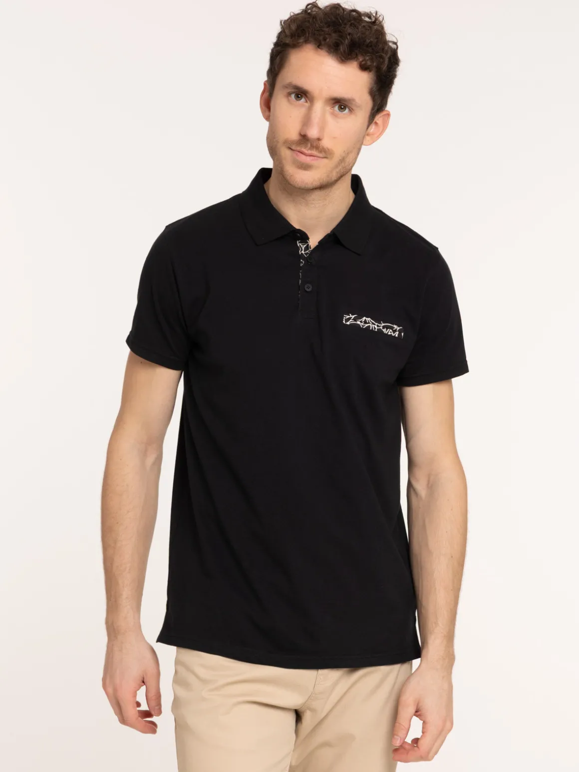 Polo coloris noir coton homme