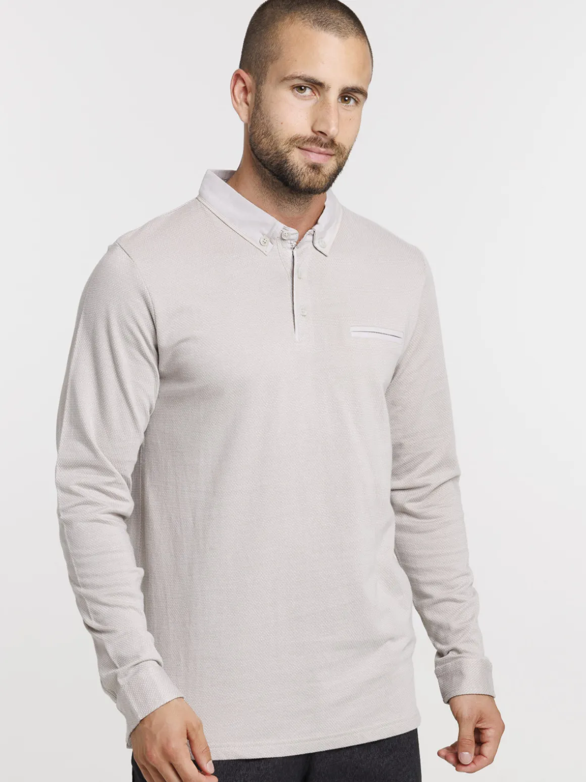 Polo manches longues 100% coton homme