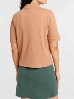 Polo matière côtelée croissant femme