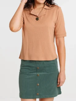 Polo matière côtelée croissant femme