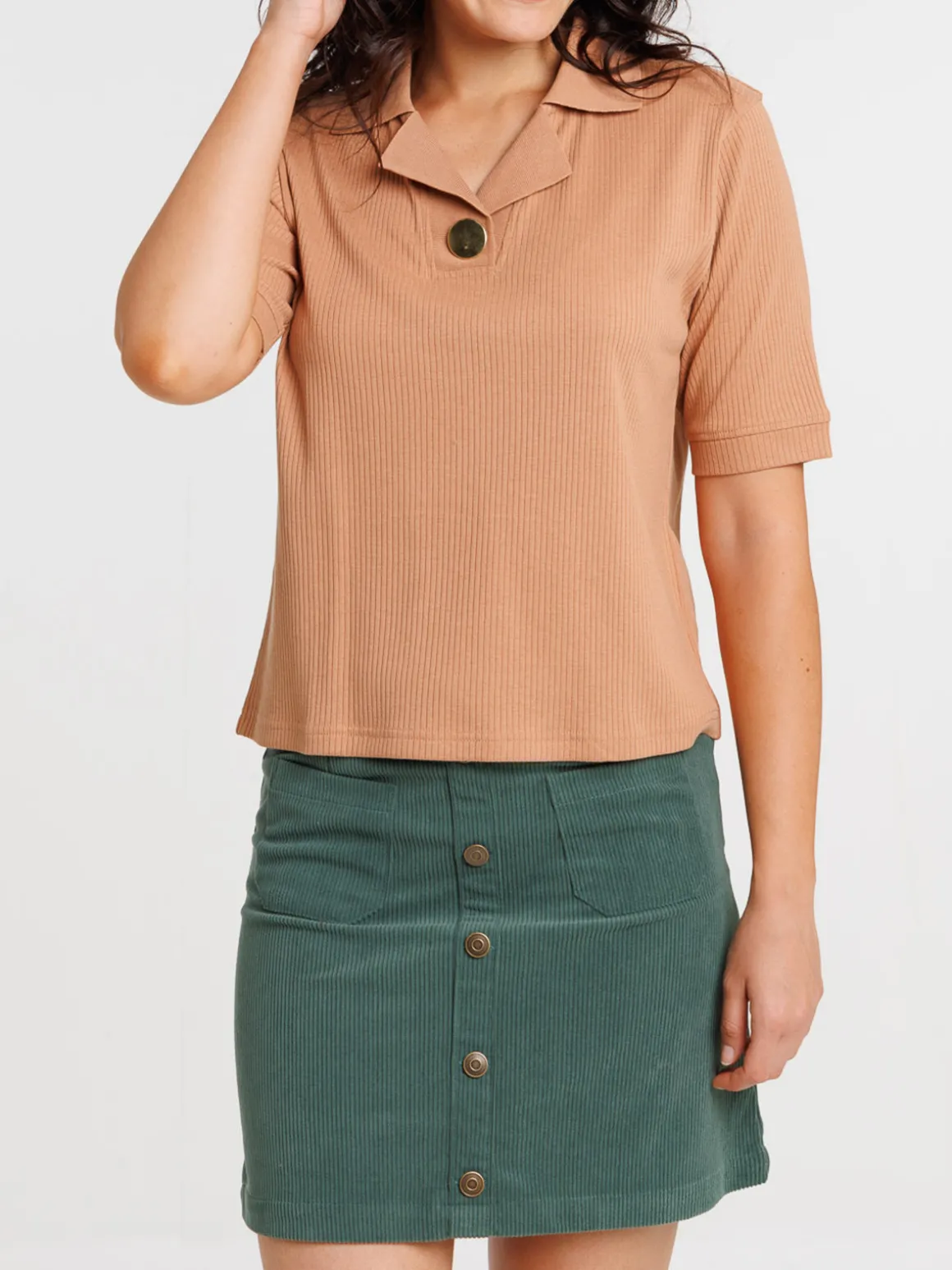 Polo matière côtelée croissant femme