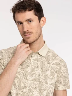 Polo motif feuille tropicale homme