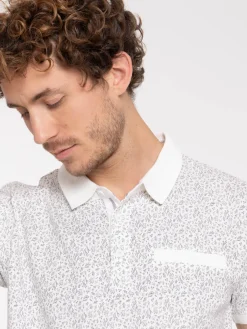 Polo motif fleur 100% coton homme